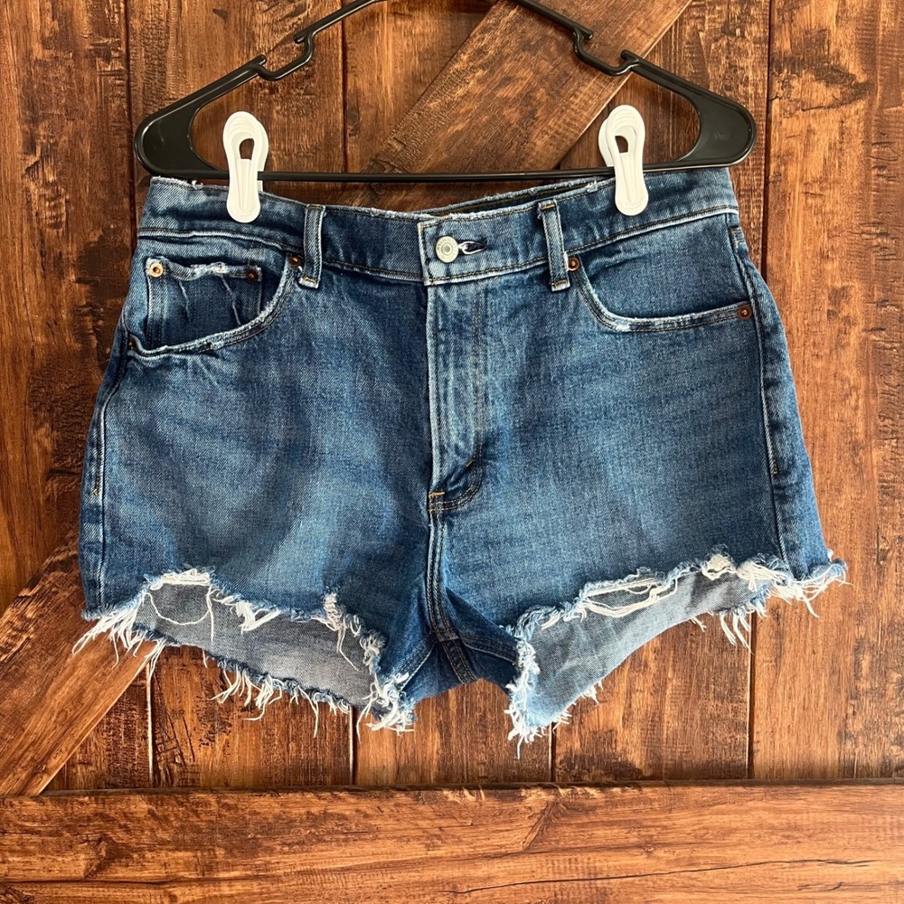 Abercrombie & Fitch Distressed Blue Denim Jean Shorts